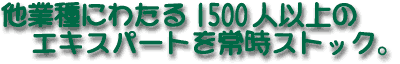 多業種にわたる1500人以上のエキスパートを常時ストック。